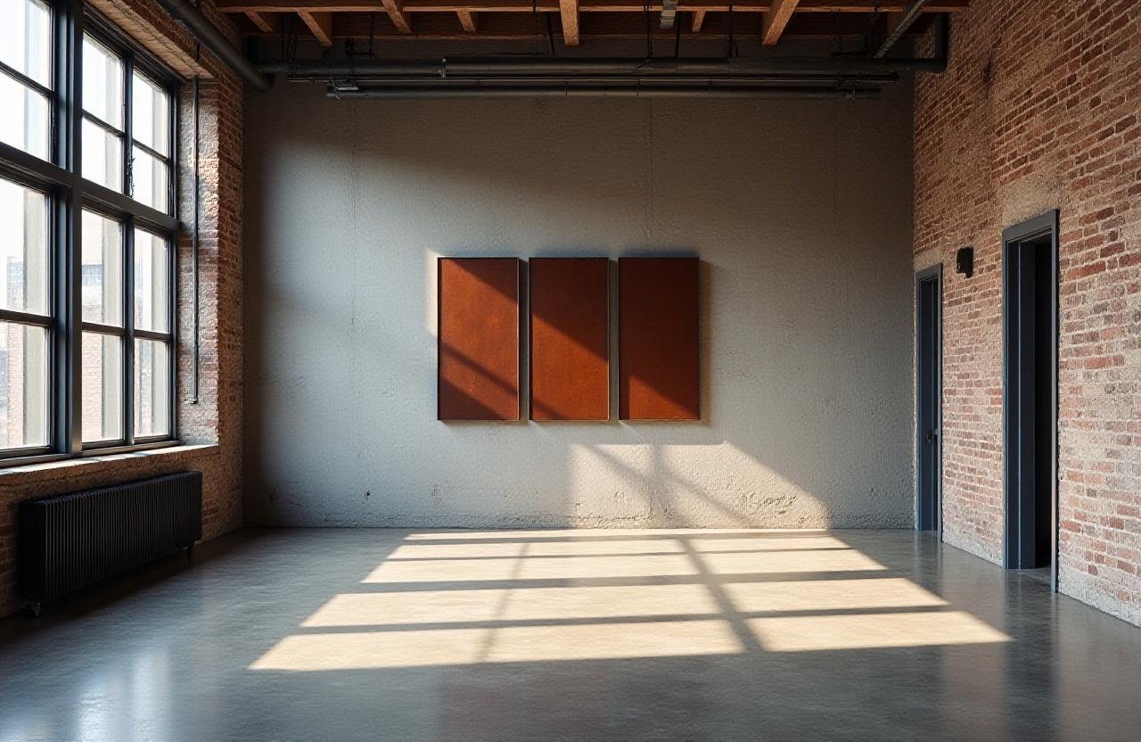 Industrial loft with custom metal artwork