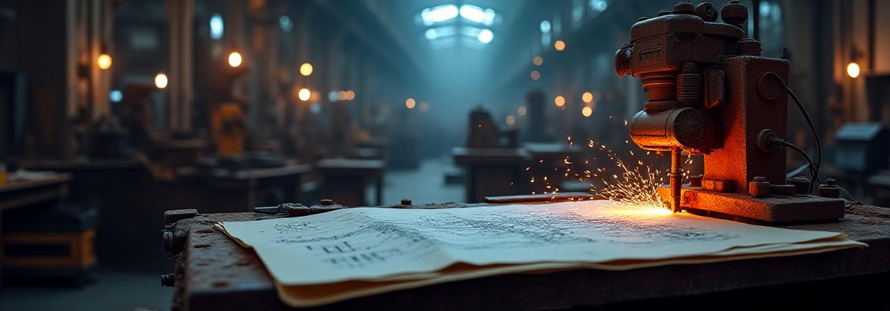 Industrial metal workshop background